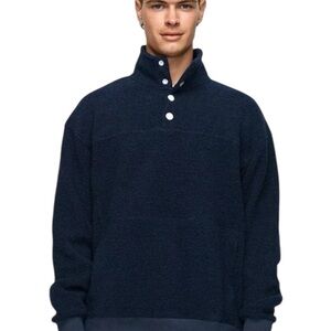 Outdoor Voices MegaFleece Wool Blend Snap Pull-over Sweater in Navy Sz M Relaxed